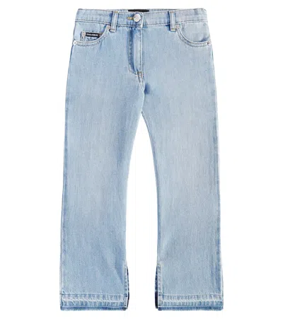 Dolce & Gabbana Kids' Logo Flared Jeans In Blue