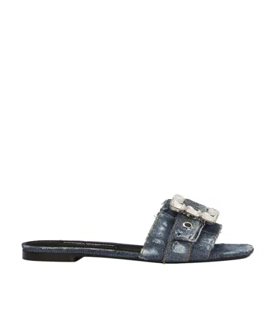 Dolce & Gabbana Logo Flat Bottom Flip-flop In Blue
