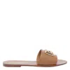 Dolce & Gabbana Women Camel Calf Leather Bianca Slides In Multi