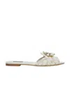Dolce & Gabbana Bianca Brooch-embellished Lace And Mesh Sandals In White