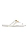Dolce & Gabbana Embellished Rubber Flip Flops In White