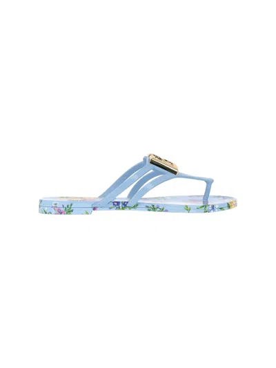 Dolce & Gabbana Logo Flip-flops In Multi