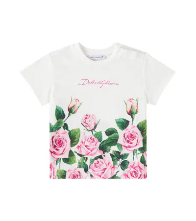 Dolce & Gabbana Logo Floral Cotton T-shirt In White