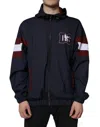 Dolce & Gabbana Blue Logo Full Zip Hooded Men Bomber Jacket In Blue