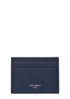 Dolce & Gabbana Logo Grained Leather Card Holder In Blue
