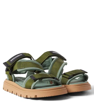 Dolce & Gabbana Kids' Logo Grosgrain Sandals In Green