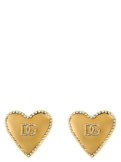 Dolce & Gabbana Logo Heart Earrings In Gold