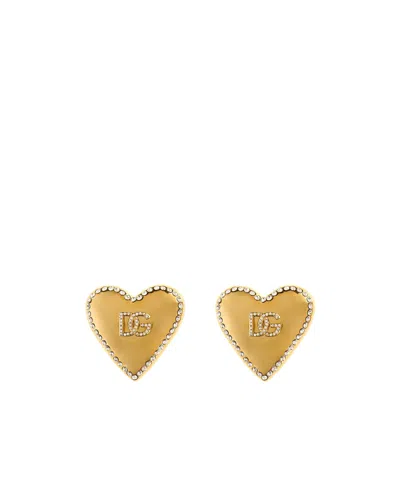 Dolce & Gabbana Dolce  Gabbana Logo Heart Earrings In Yellow