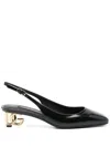 Dolce & Gabbana Logo-heel Patent Leather Slingback Pumps In Black