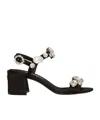Dolce & Gabbana Satin Sandals With Gemstone Embellishment In Black