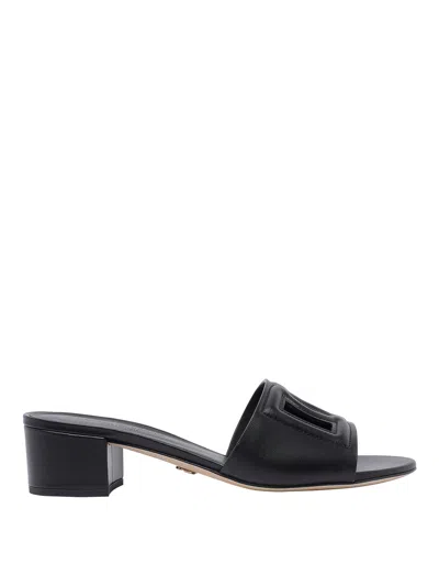 DOLCE & GABBANA LOGO HEELED SANDALS