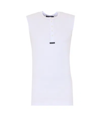 Dolce & Gabbana Logo Henley Shirt In White