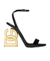 Dolce & Gabbana 105mm Patent Iconic Dg Heel Sandals In Black