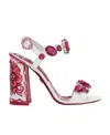 Dolce & Gabbana Keira Crystal Embellished Block Heel Platform Sandal In Red