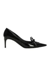 Dolce & Gabbana Glossy Leather Bow Stiletto Pumps In Black