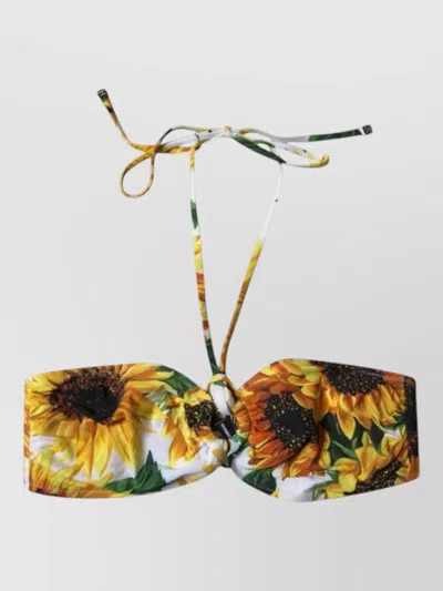 Dolce & Gabbana Logo High Waist Panty Beachwear Halter In Multi