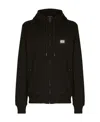 Dolce & Gabbana Black Hoodie With Plated Logo On The Chest In Black