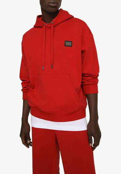 Dolce & Gabbana Logo Hooded Sweatshirt In Red