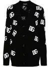 Dolce & Gabbana All-over Logo Intarsia V-neck Cardigan In Black