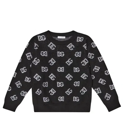 Dolce & Gabbana Kids' Logo Intarsia Wool Sweater In Combined Color