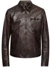 Dolce & Gabbana Zipped Leather Jacket In Brown