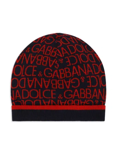 Dolce & Gabbana Kids' Logo-jacquard Beanie Hat In Red