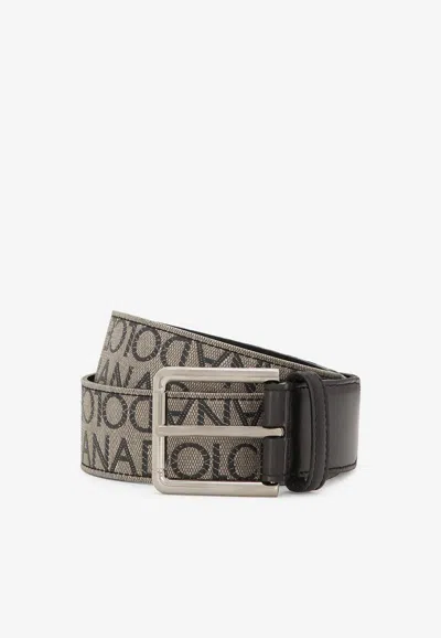 Dolce & Gabbana Calfskin And Jacquard Belt In Multicolor