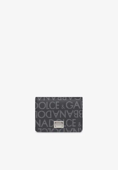 Dolce & Gabbana Logo Jacquard B-fold Wallet In Black