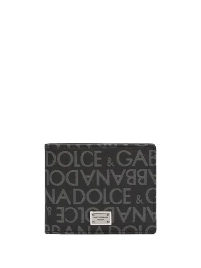 Dolce & Gabbana Logo-jacquard Bi-fold Wallet In Black