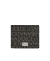 Dolce & Gabbana Coated Canvas Wallet With With All-over Logo In Black