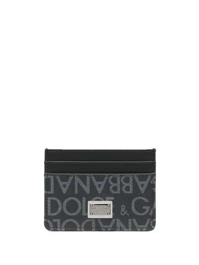 Dolce & Gabbana Logo Jacquard Card Holder In Black