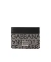 Dolce & Gabbana Logo Jacquard Card Holder In Black