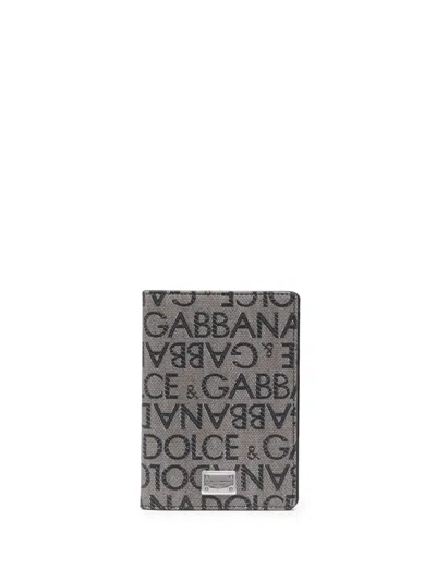 Dolce & Gabbana Logo-jacquard Card Holder In Brown