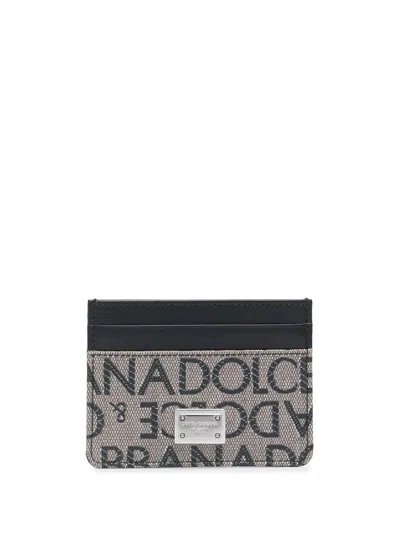 Dolce & Gabbana Jacquard Logo Card Holder In Schwarz