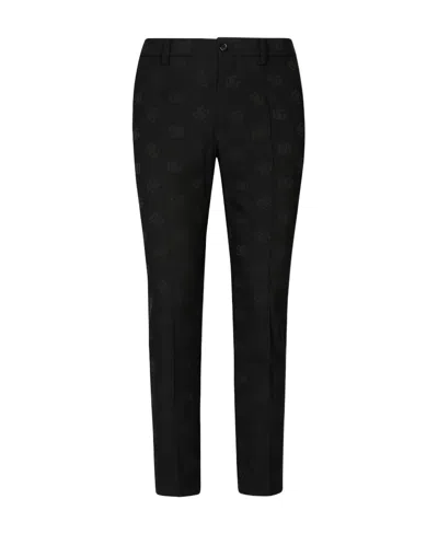 Dolce & Gabbana Logo Jacquard Casual Pants In Black