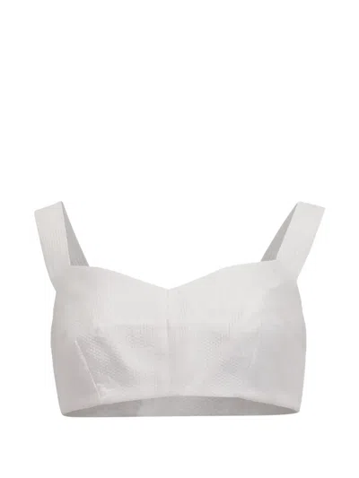Pre-owned Dolce & Gabbana Logo-jacquard Cropped Top In White