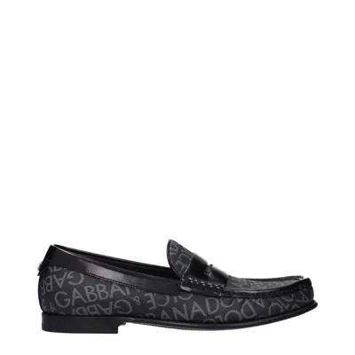 Dolce & Gabbana Logo Jacquard Fabric Loafer In Black