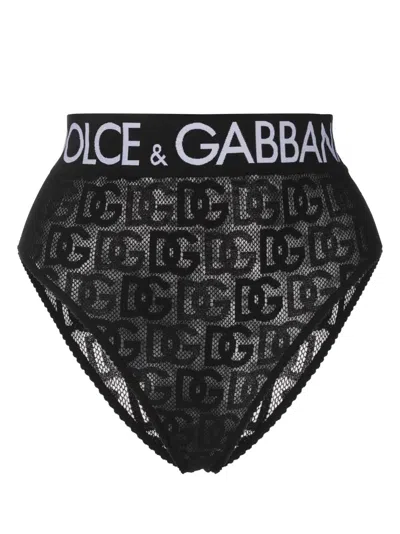Dolce & Gabbana Logo-jacquard High Waist Briefs In Black