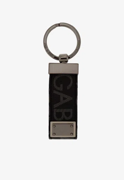 Dolce & Gabbana Logo Jacquard Keychain In Black