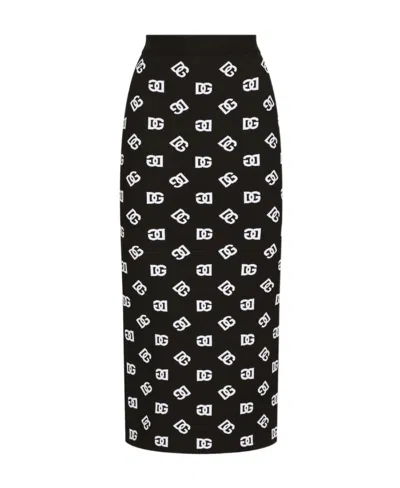 DOLCE & GABBANA DOLCE  GABBANA DG LOGO JACQUARD MIDI PENCIL SKIRT