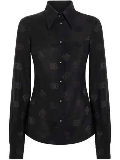 Dolce & Gabbana Logo Jacquard Shirt In Black