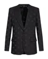 Dolce & Gabbana Logo-jacquard Single-breasted Blazer In Black