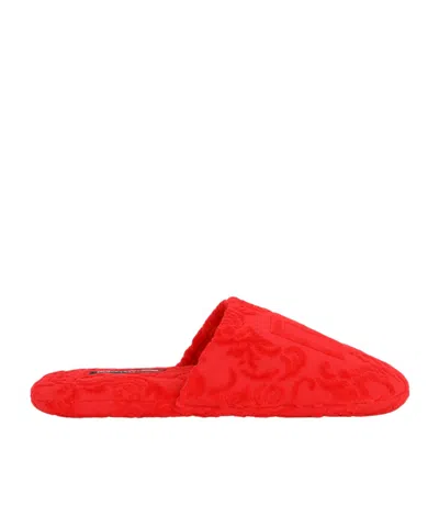 Dolce & Gabbana Logo Jacquard Slides In Black