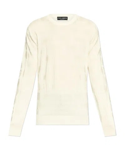 Dolce & Gabbana Logo-jacquard Sweatshirt In White