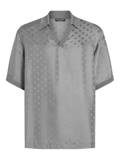 Dolce & Gabbana Logo-jacquard T-shirt In Gray