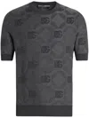 Dolce & Gabbana Silk Crewneck Sweater With Jacquard Logo In Grey
