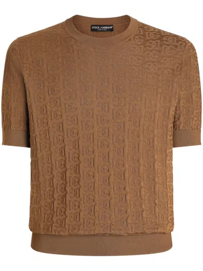 Dolce & Gabbana Logo-jacquard T-shirt In Neutrals