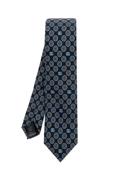 Dolce & Gabbana Floral-jacquard Silk Tie In Blue