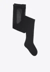 Dolce & Gabbana Logo-jacquard Tulle Tights In Black