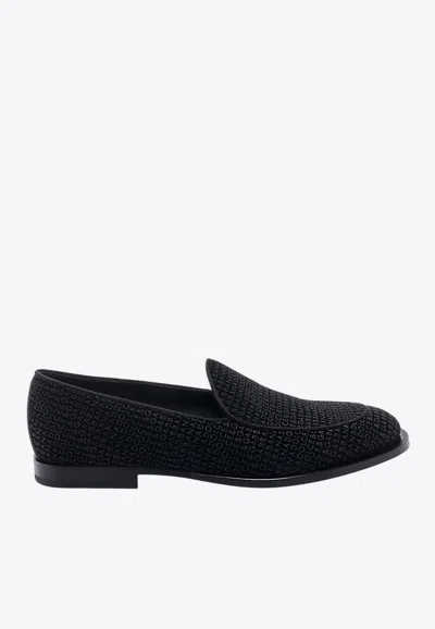 DOLCE & GABBANA LOGO JACQUARD VELVET LOAFERS
